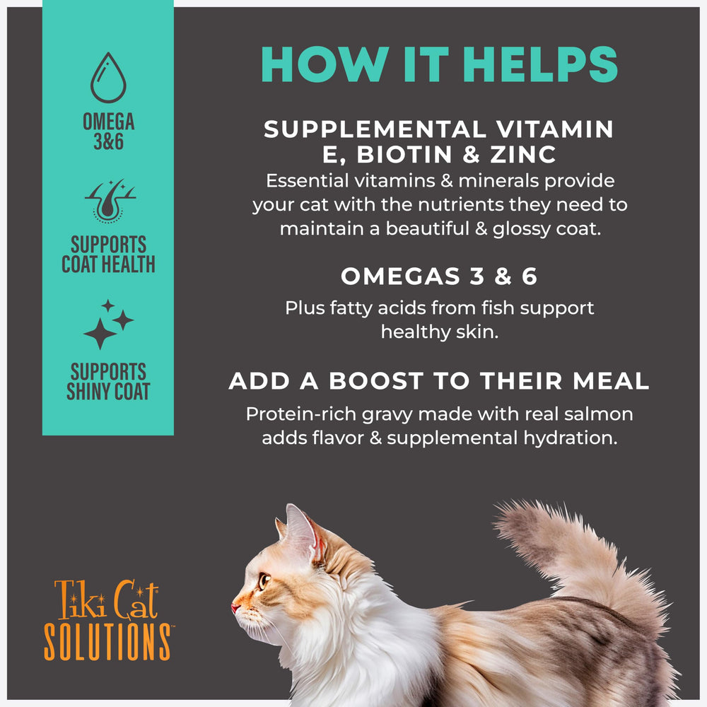 Tiki Cat Solutions Skin + Coat, poche prête à l’emploi, portions pratiques.