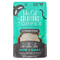 Tiki Cat Solutions Skin + Coat au saumon en bouillon, récompense hydratante.