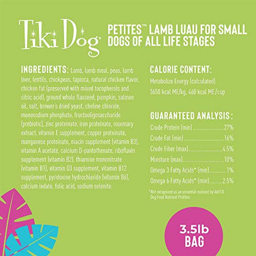 TIKI PETS Tiki Dog Born Carnivore: format pratique 3-5 lb pour usage domestique.