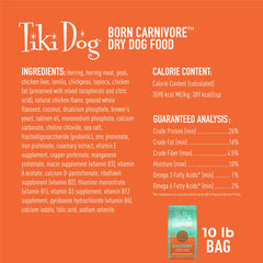 Protéines réelles de hareng et foie dans Tiki Dog Born Carnivore.