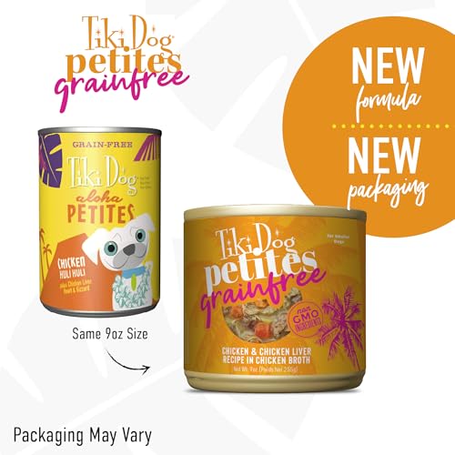 Tiki Dog Petites sans céréales au poulet et foie, source de fer et vitamines.