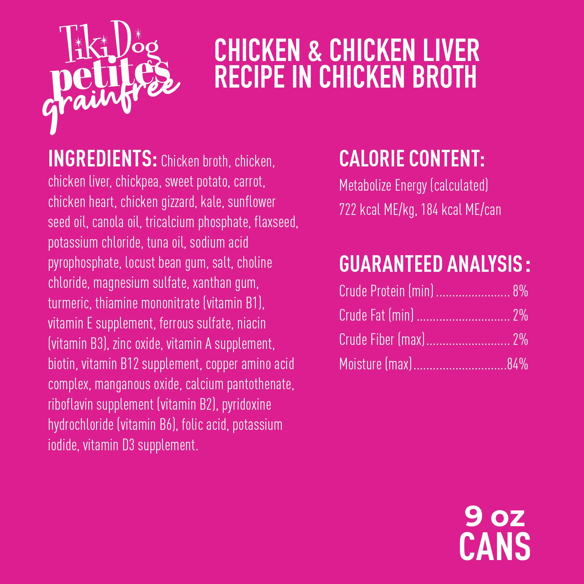 Patate douce et kale dans Tiki Dog Petites, ingrédients super-aliments.