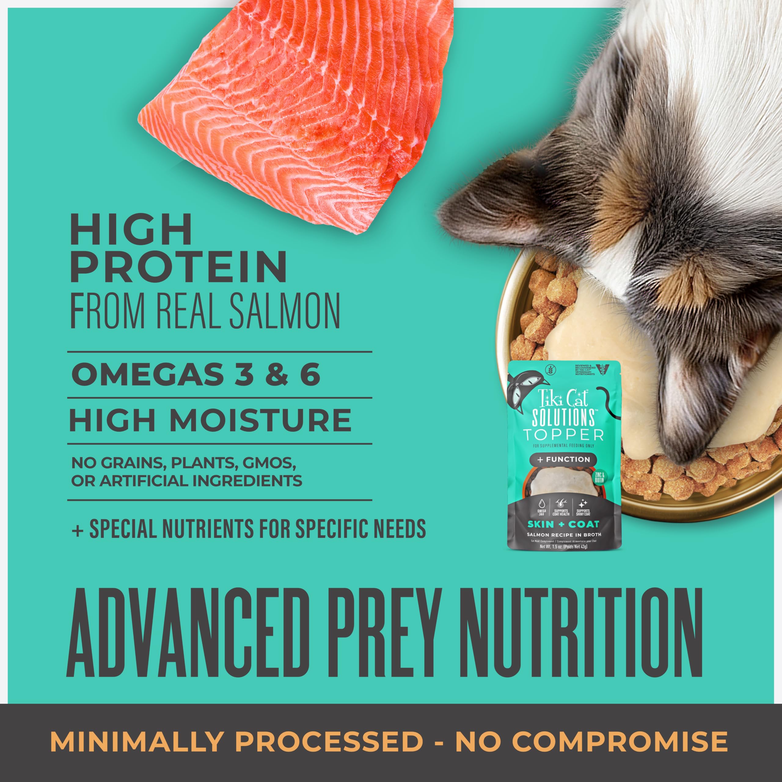 Formulé par vétérinaires et nutritionnistes animaux Tiki Cat Solutions.
