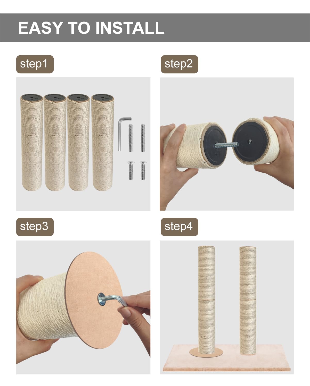 Corde sisal 4 mm TIMHAKA, résistance accrue pour griffage intérieur