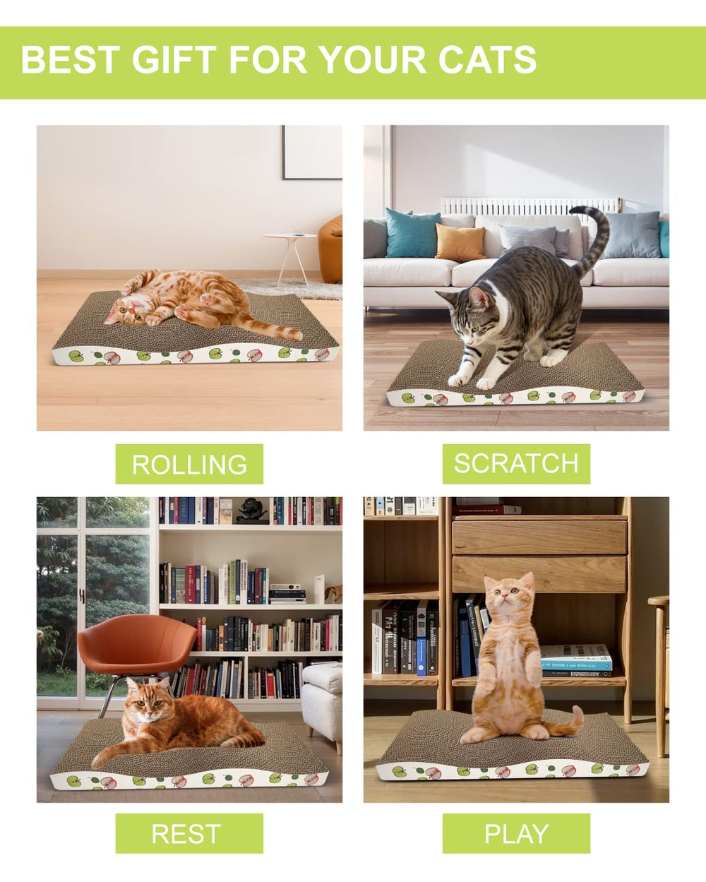 TIMHAKA pack de deux grattoirs-carton, pratique et économique pour chats.