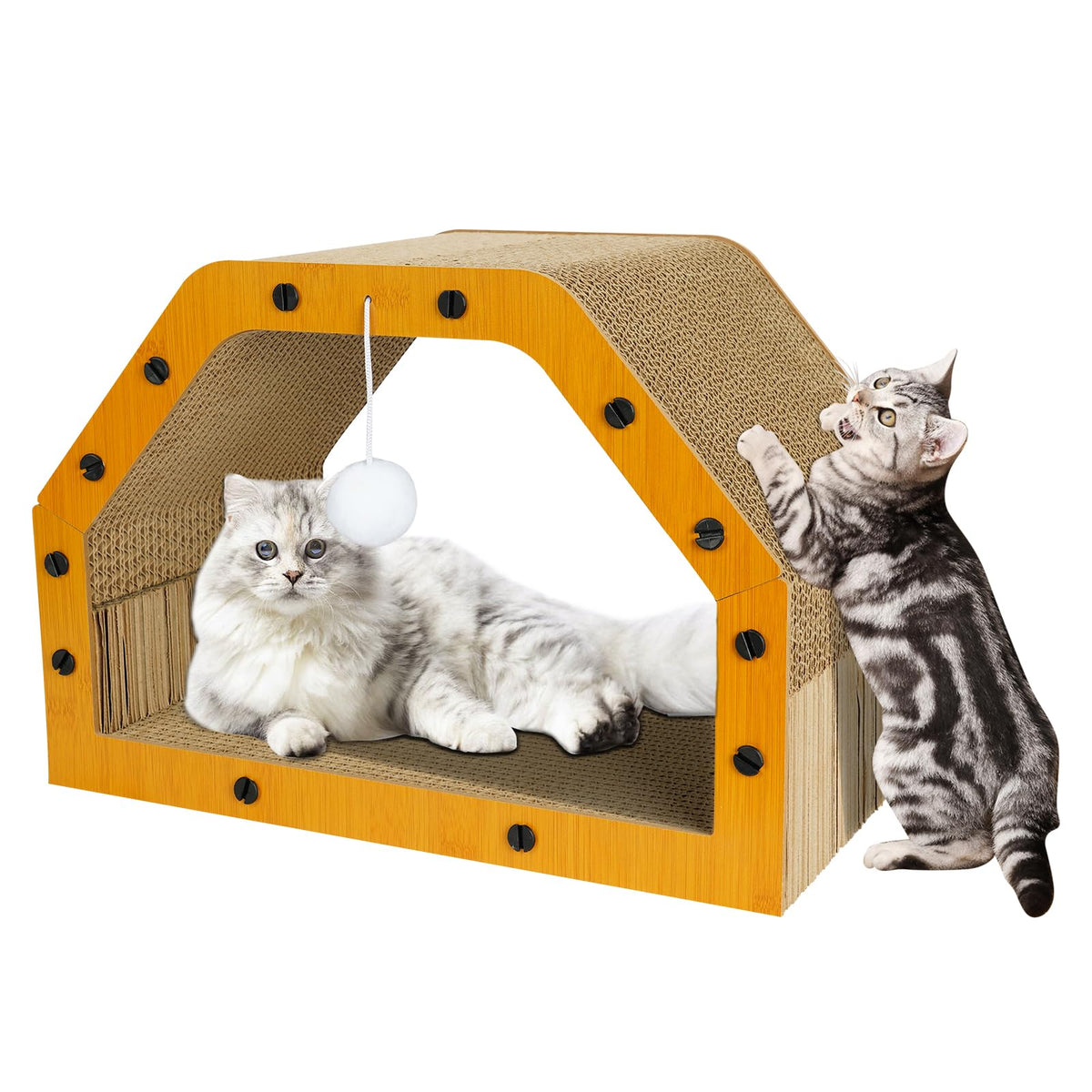 TIMIEEYA Maison chat carton grande-toit : espace de jeu sûr pour chats.