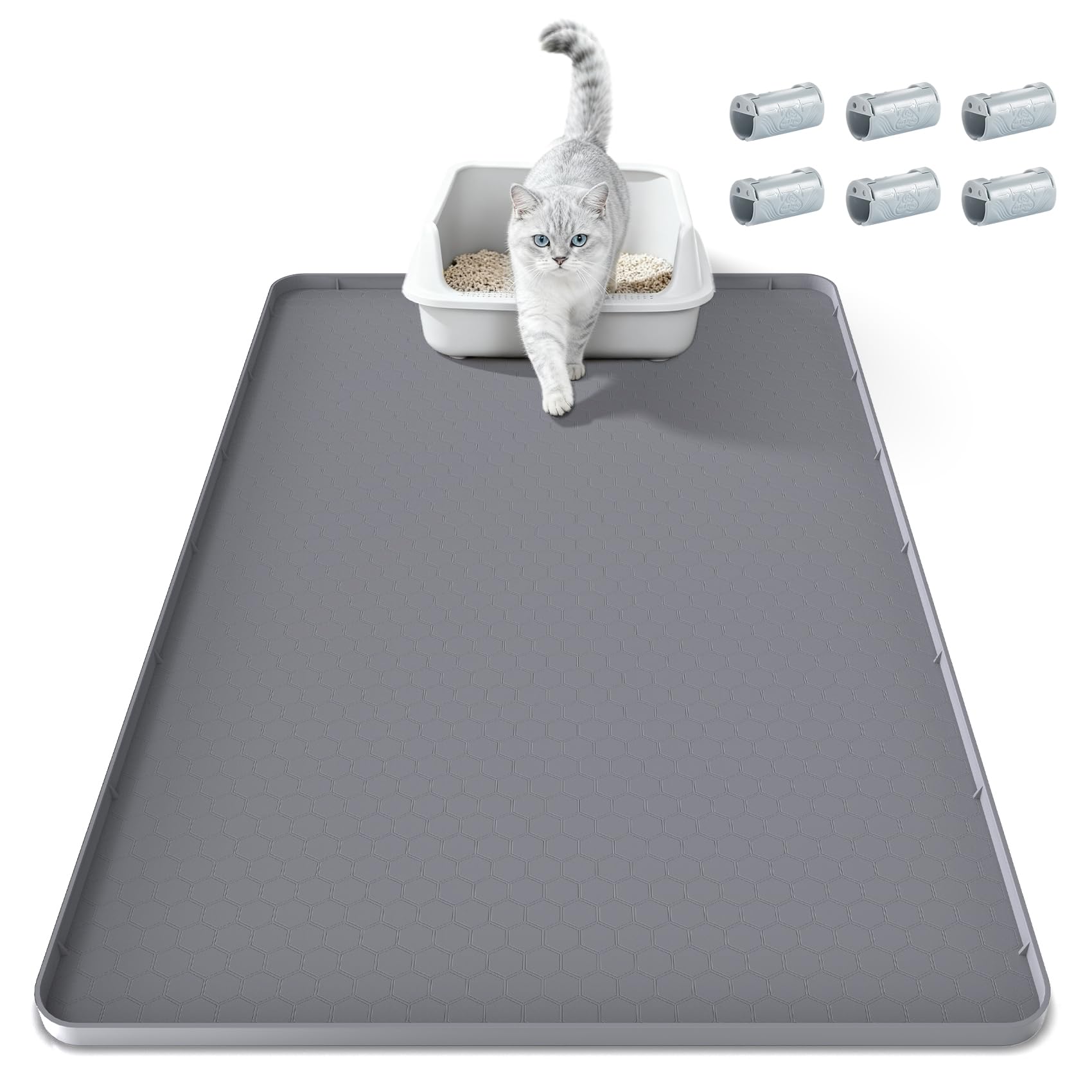 TIMOHCR tapis-litière-chat-34x22: protège le sol et réduit les projections.