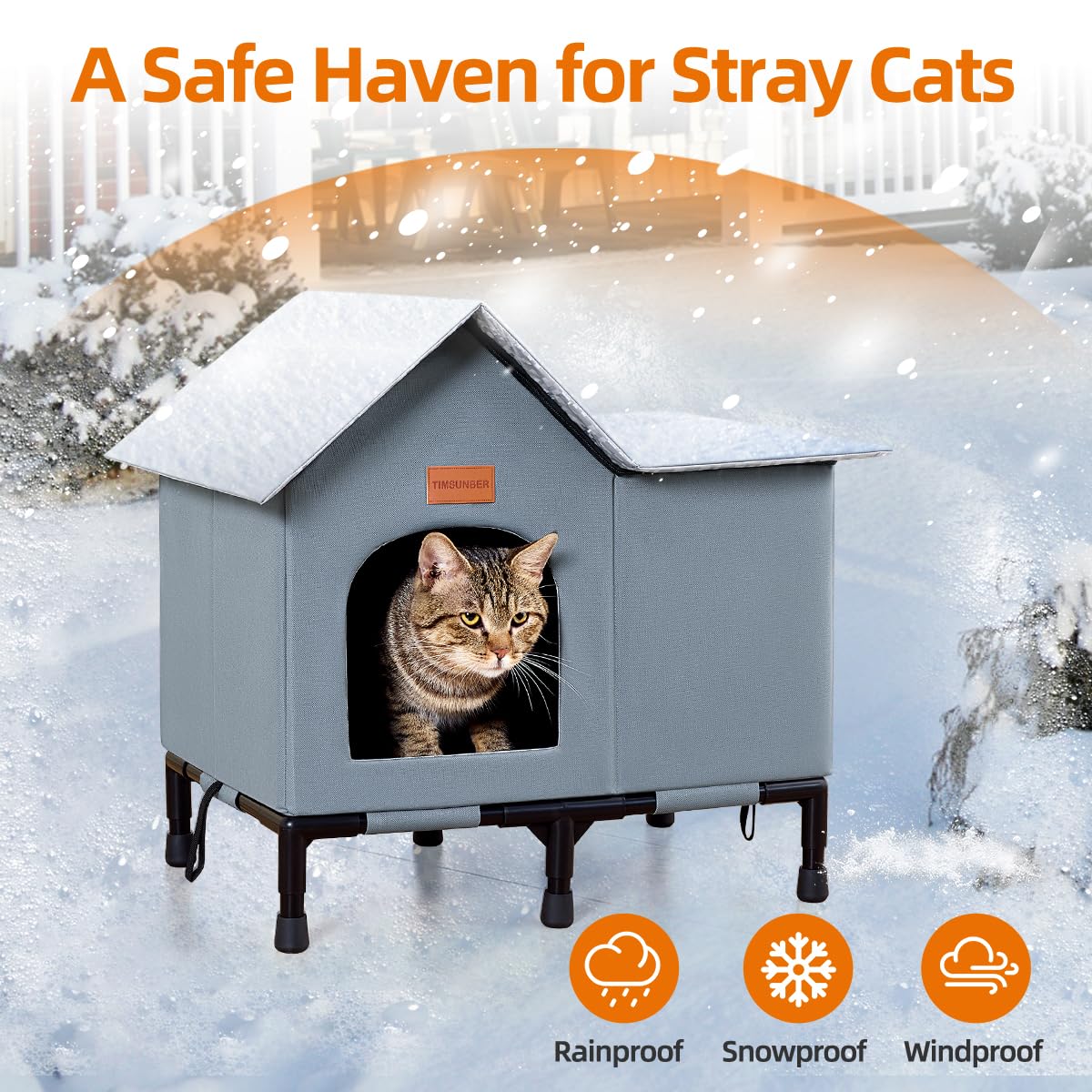 TIMSUNBER abri chat impermeable pvc, protection contre pluie et neige.