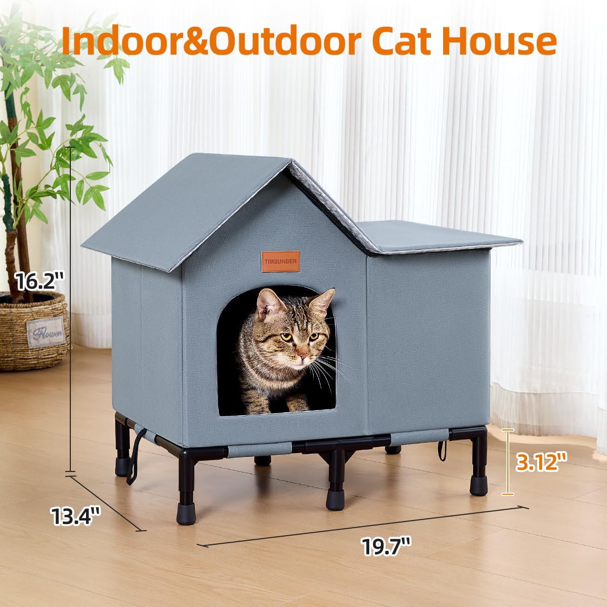 TIMSUNBER abri chat portable leger, facile a deplacer selon les saisons.