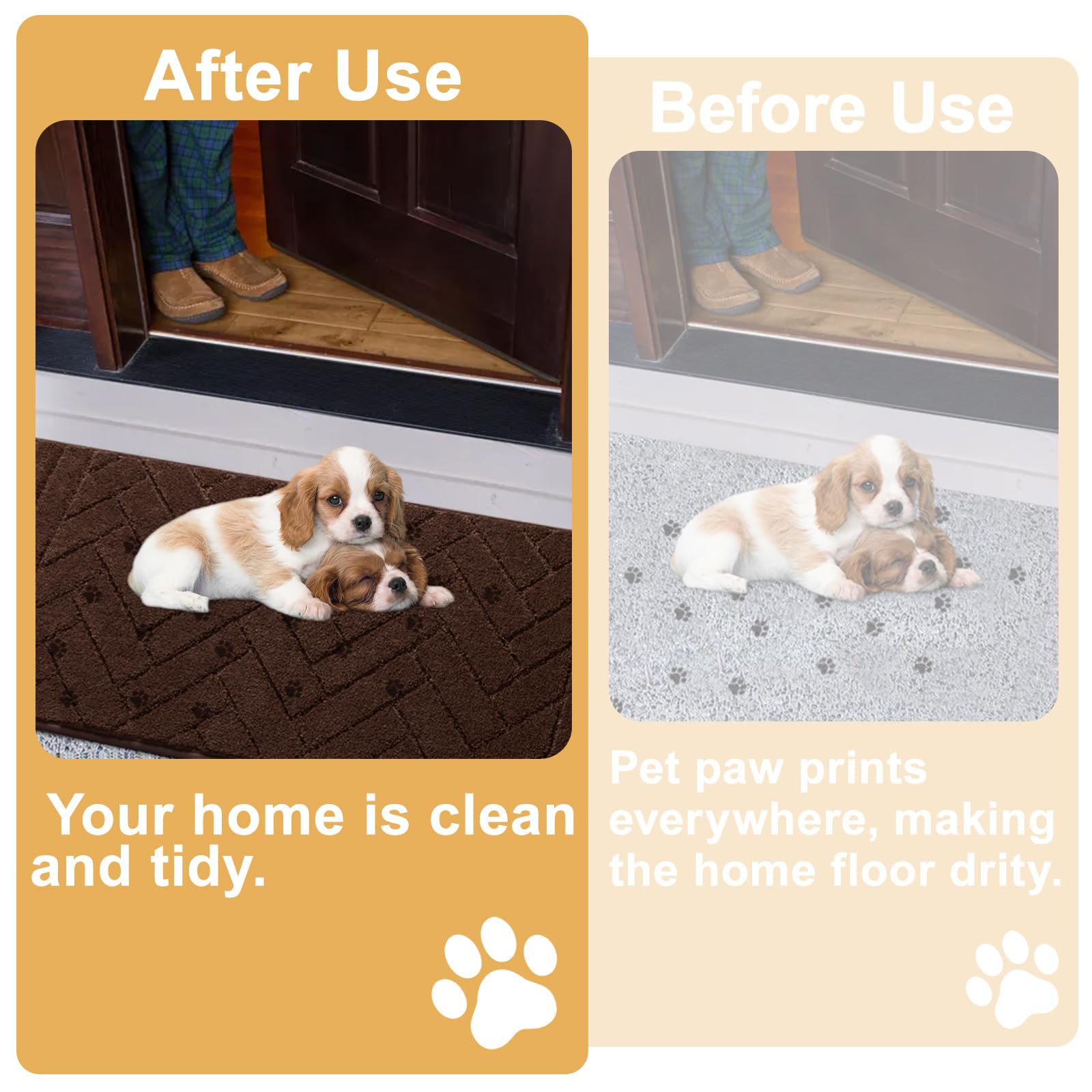 Tindbea Tapis pour chien — base TPR antidérapante, sécurité sur sol mouillé.