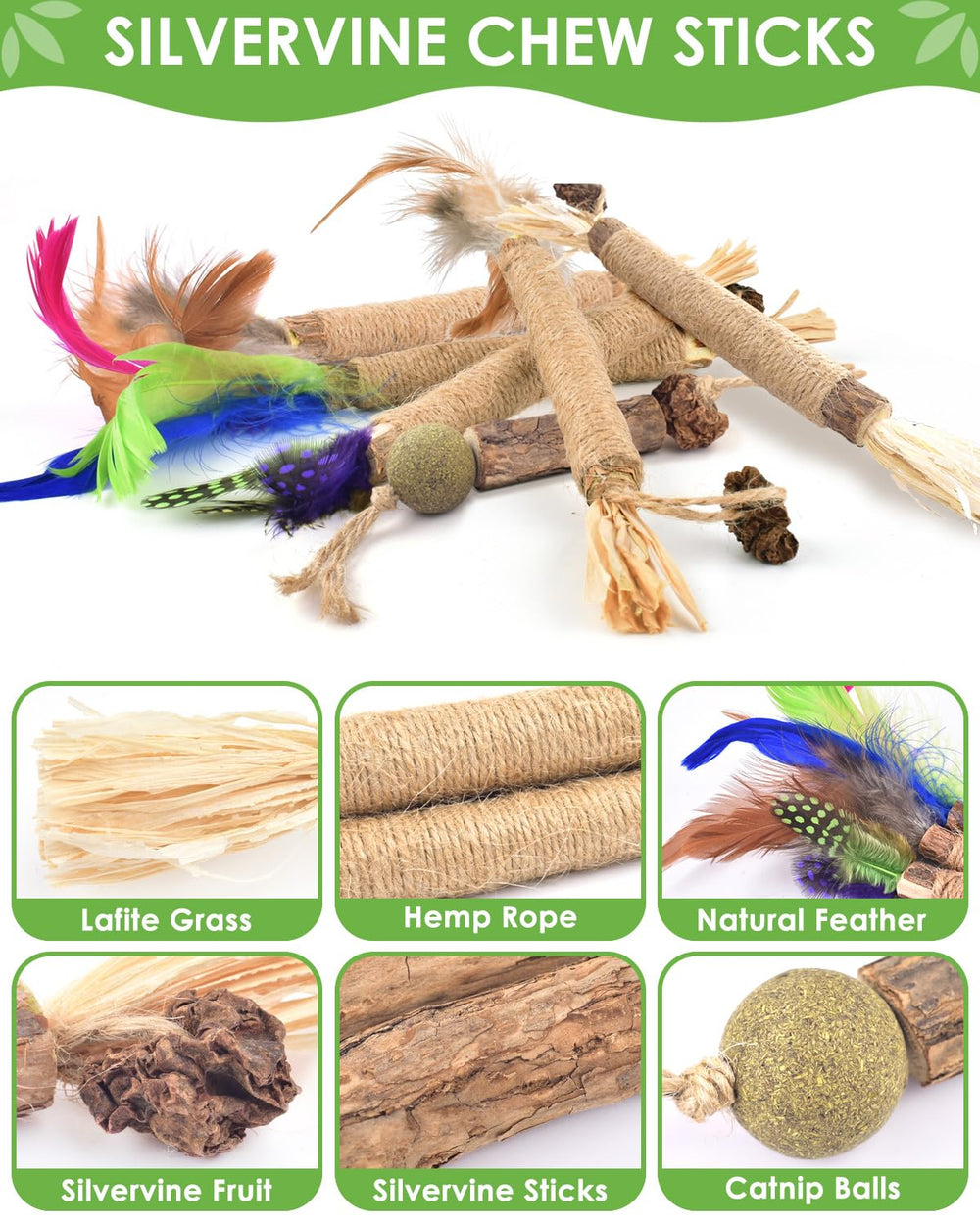 Jouet dentaire naturel TINDTOP pour chats, peut aider au nettoyage des dents.