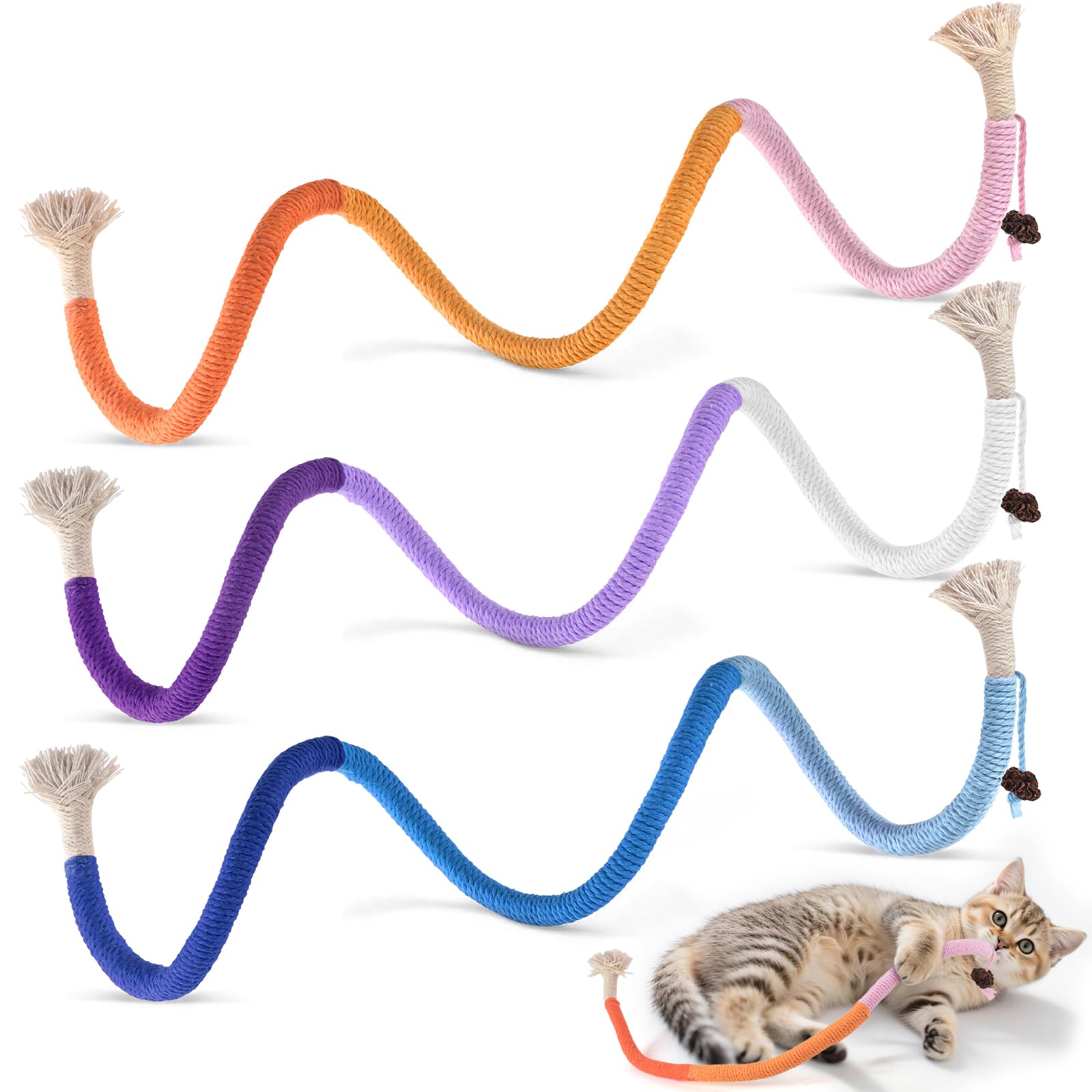 Jouet TINDTOP chat en corde sisal, ensemble de trois, stimulation ludique