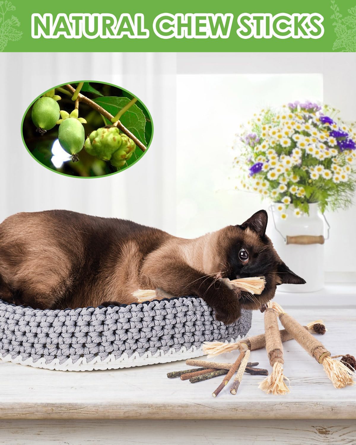 TINDTOP Silvervine – tige avec raffia et sisal pour jeu interactif.