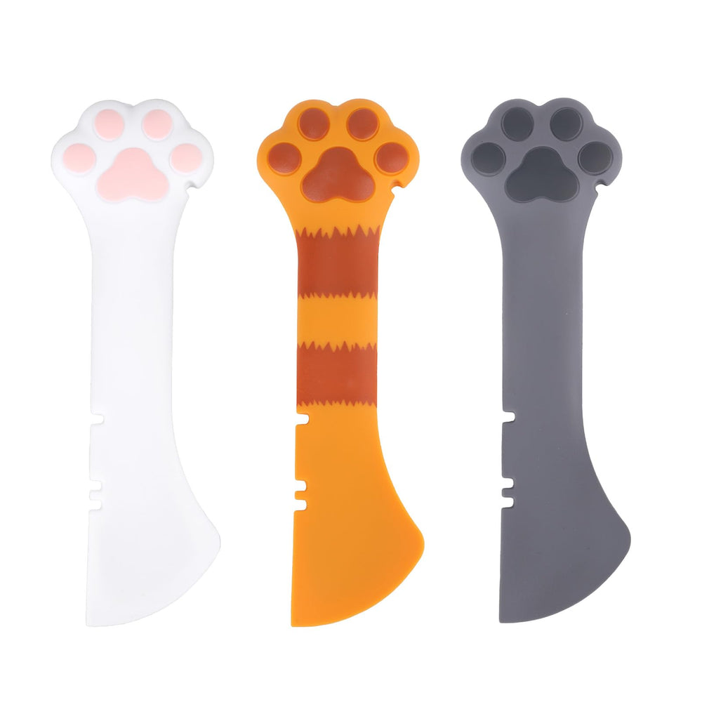Cuillères Tinoaly trio patte, trois couleurs pour repas chat et chien.