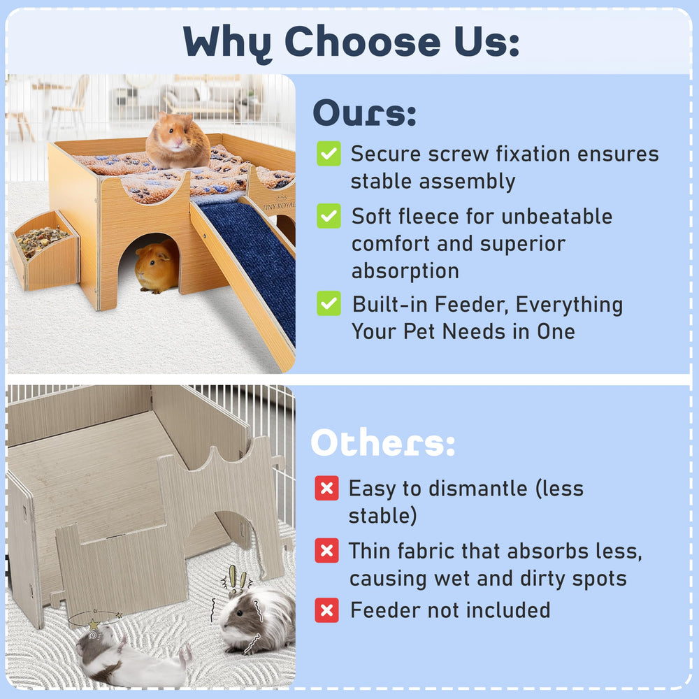 Habitat Tiny Royals spacieux pour plusieurs petits animaux et jeux.