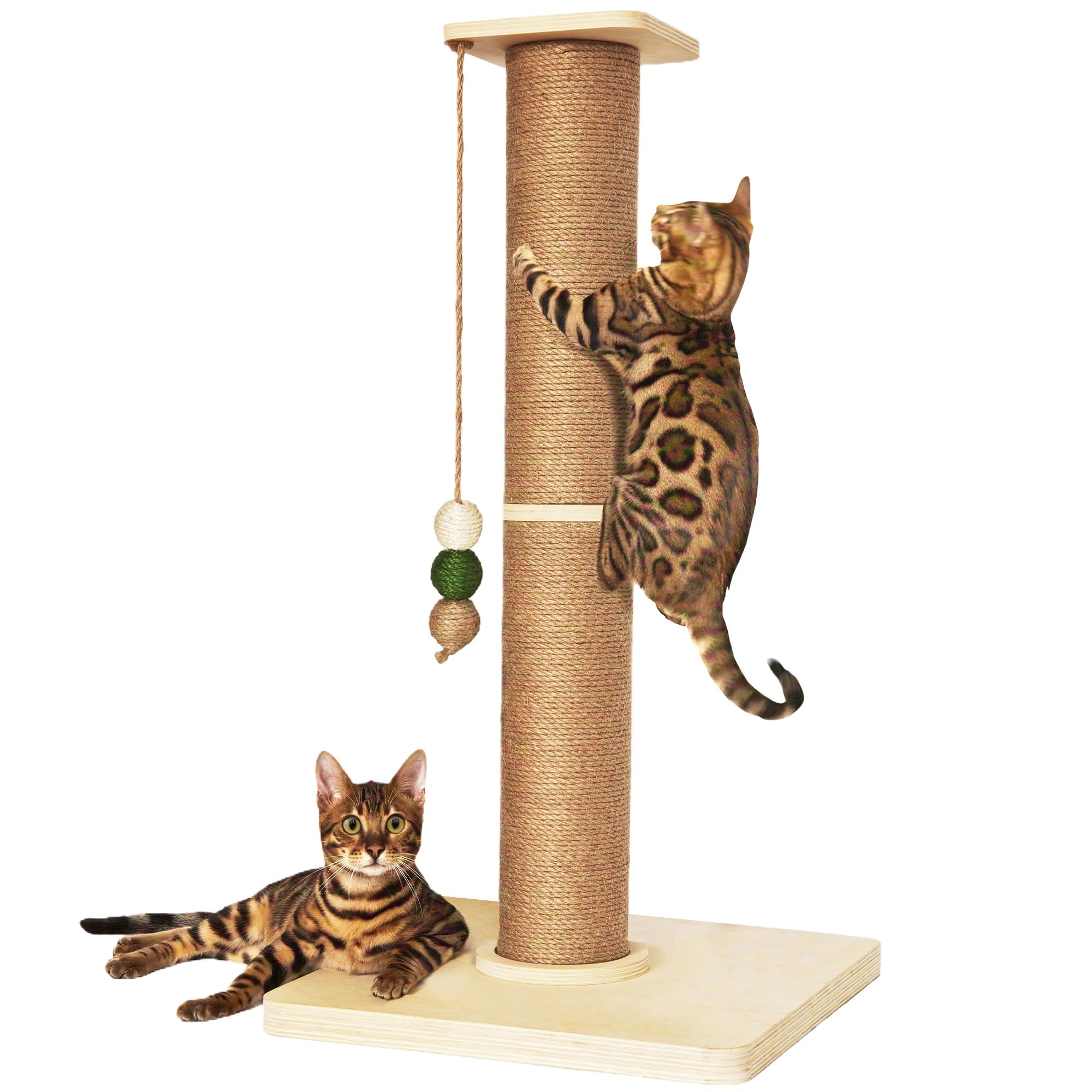 TinyBeast griffoir bois-chat: base solide pour stabilité lors des griffades.