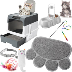 Kit Tioncy: boîte à litière ouverte pour chaton, observation facilitée et entretien simplifié.