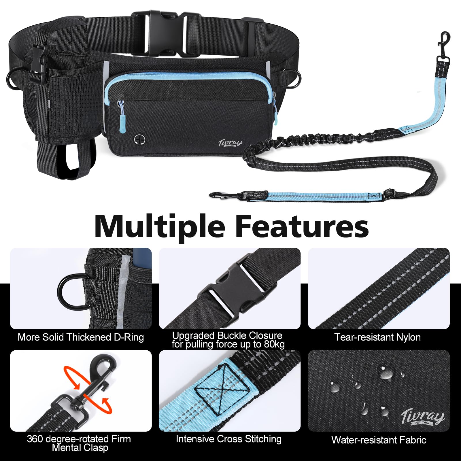 Tivray ceinture poches utilitaire, rangement rapide pour friandises et clés.