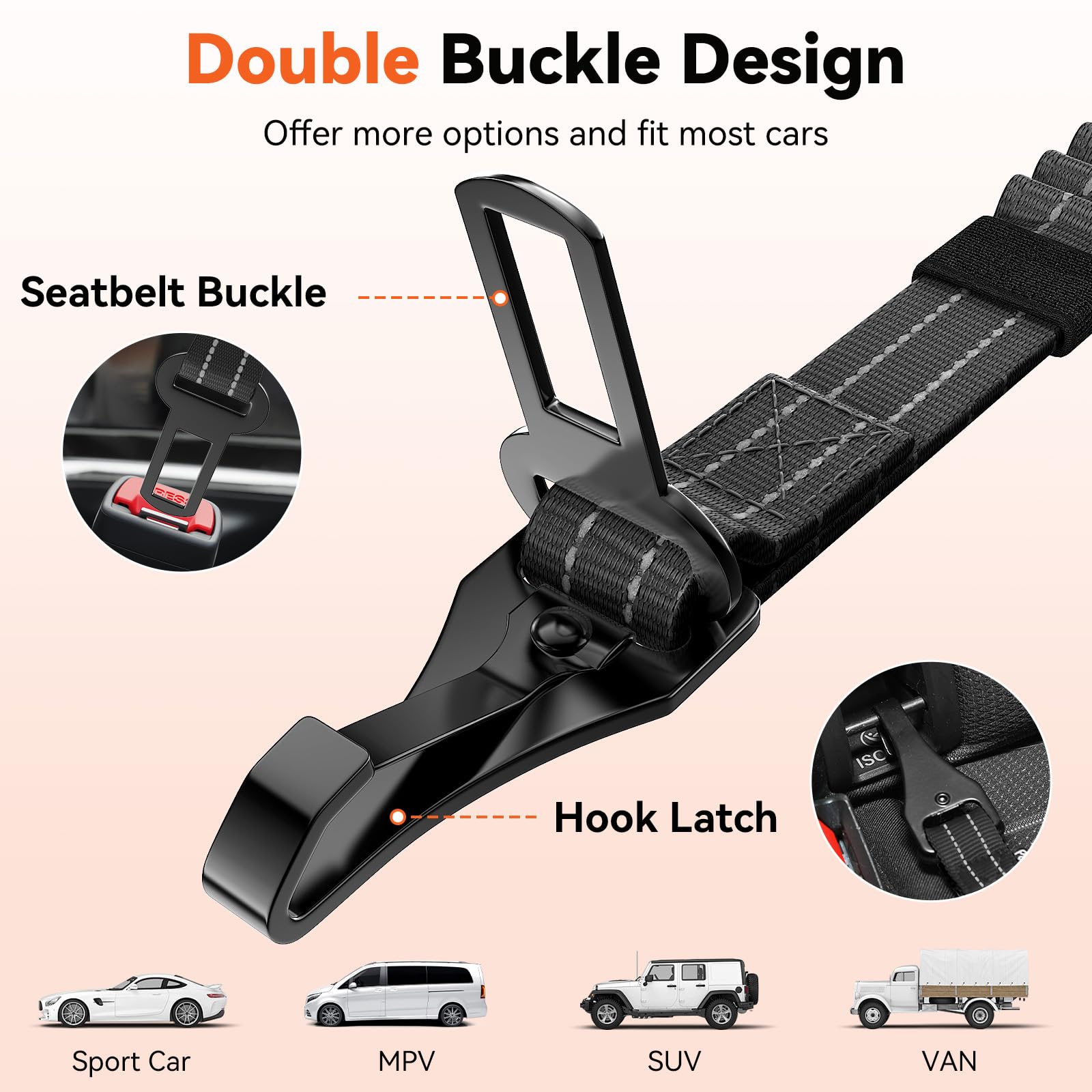 Tivray ceinture chien auto bungee-extensible – confort et absorption des chocs.