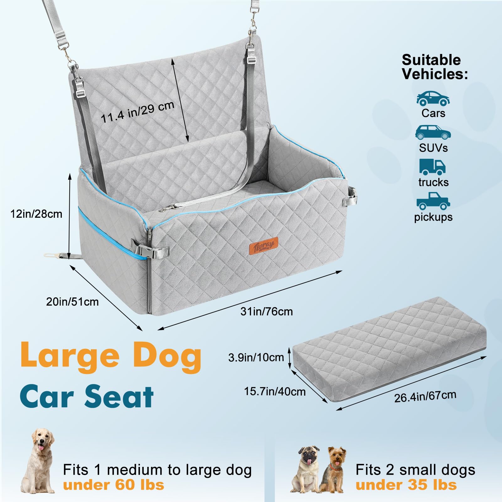 Coussin mémoire Tivray 25D, souple et soutenant le corps du chien