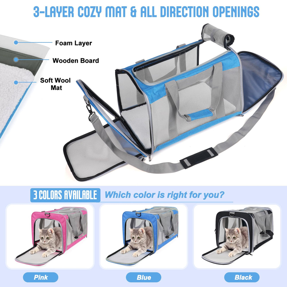 TIYOLAT sac transport chat bleu, accès double pratique pour entrer et sortir