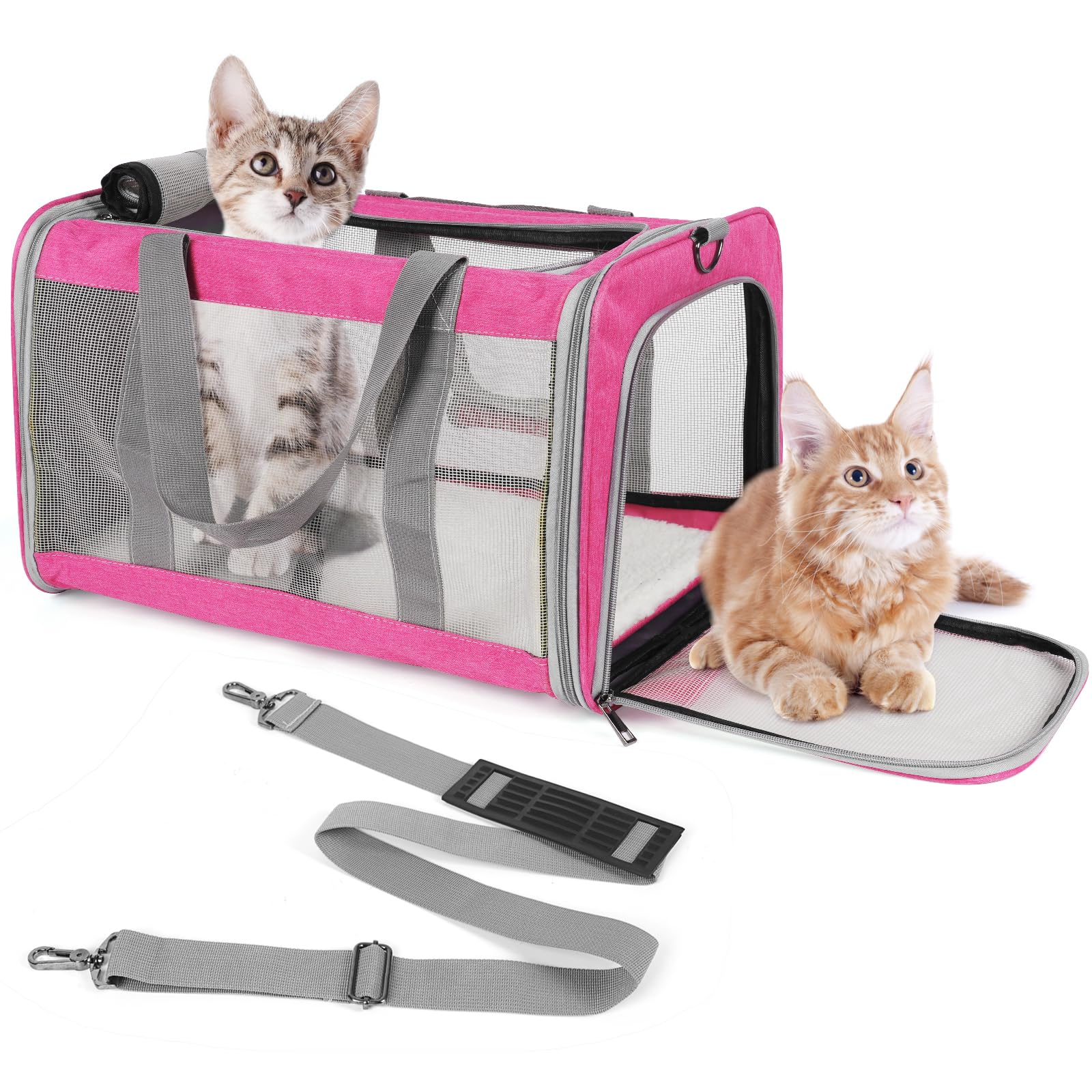 TIYOLAT sac rose pour grand chat, transport sûr et confortable.