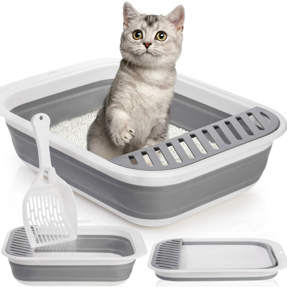 Tlence boîte litière pliable ouverte, pratique et spacieuse pour chat.
