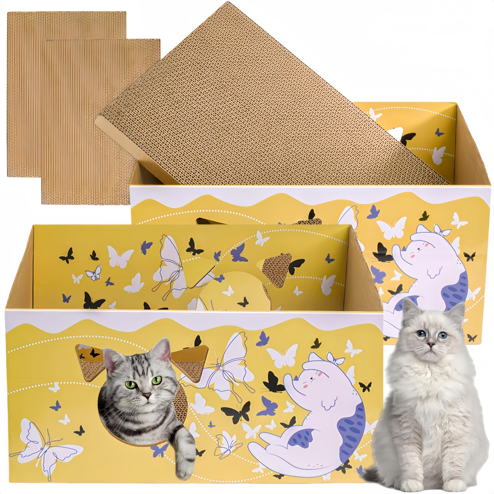 Tlence, boîtes-grattoir en carton, vue d'ensemble du lit-grattoir spacieux.