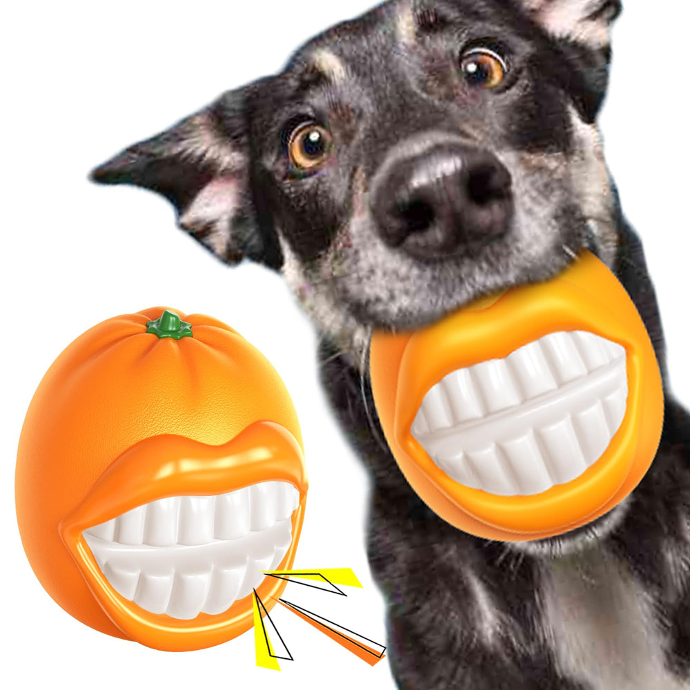 TLKNG balle-orange-souriante: jouet visuel qui retient l’attention et stimule le jeu.