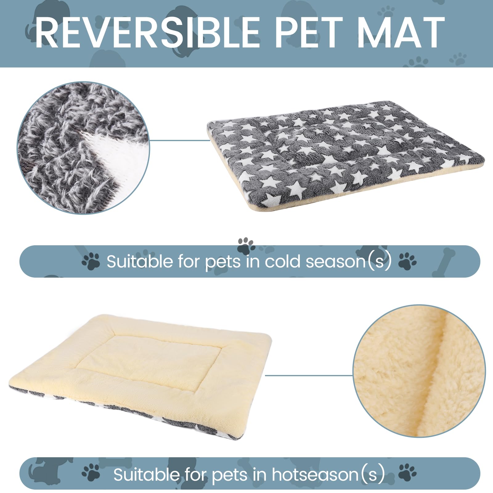 Tapis-lit TMbsfatn pour chien gris, lavable en machine.