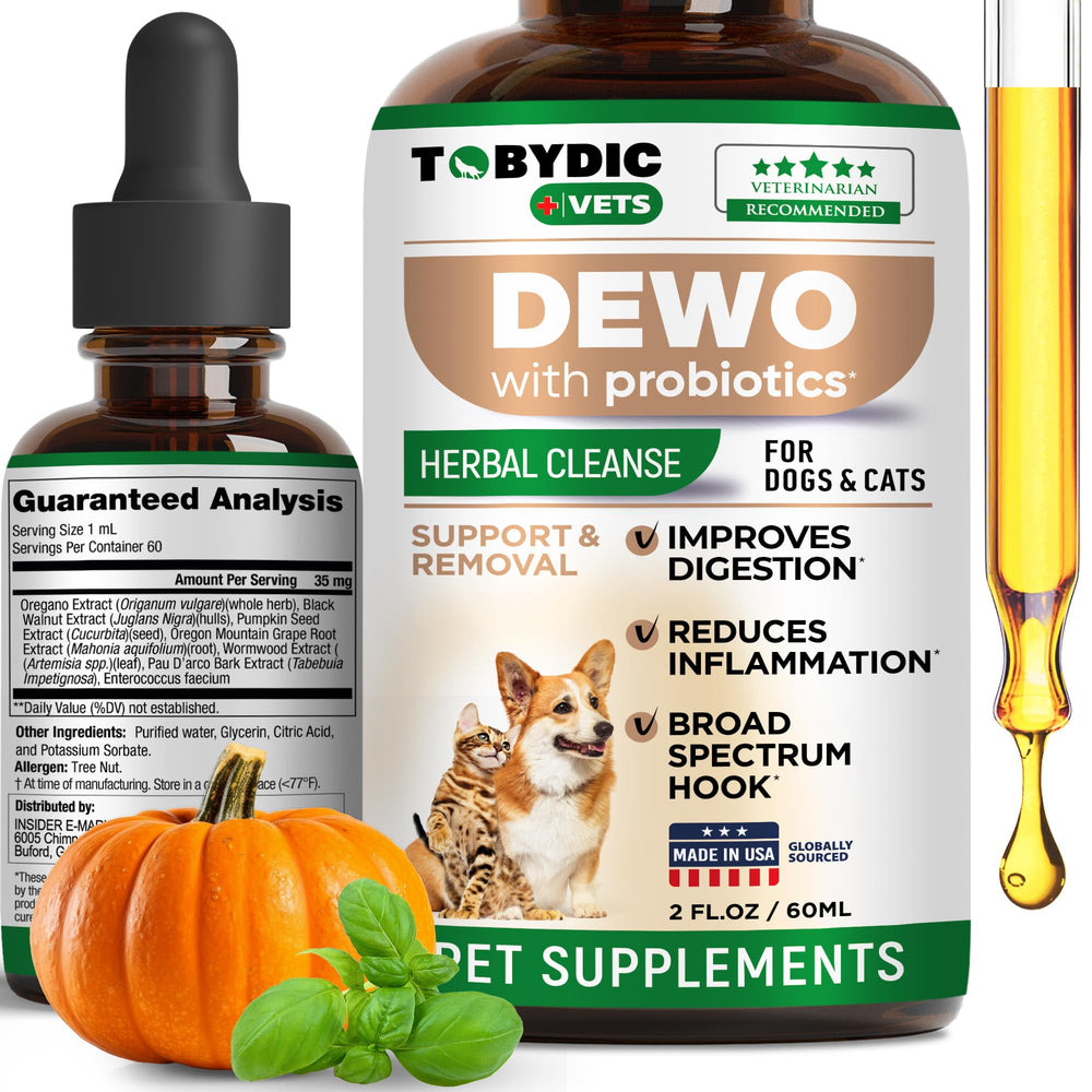 Tobydic gouttes pour chiens et chats, soutien digestif naturel