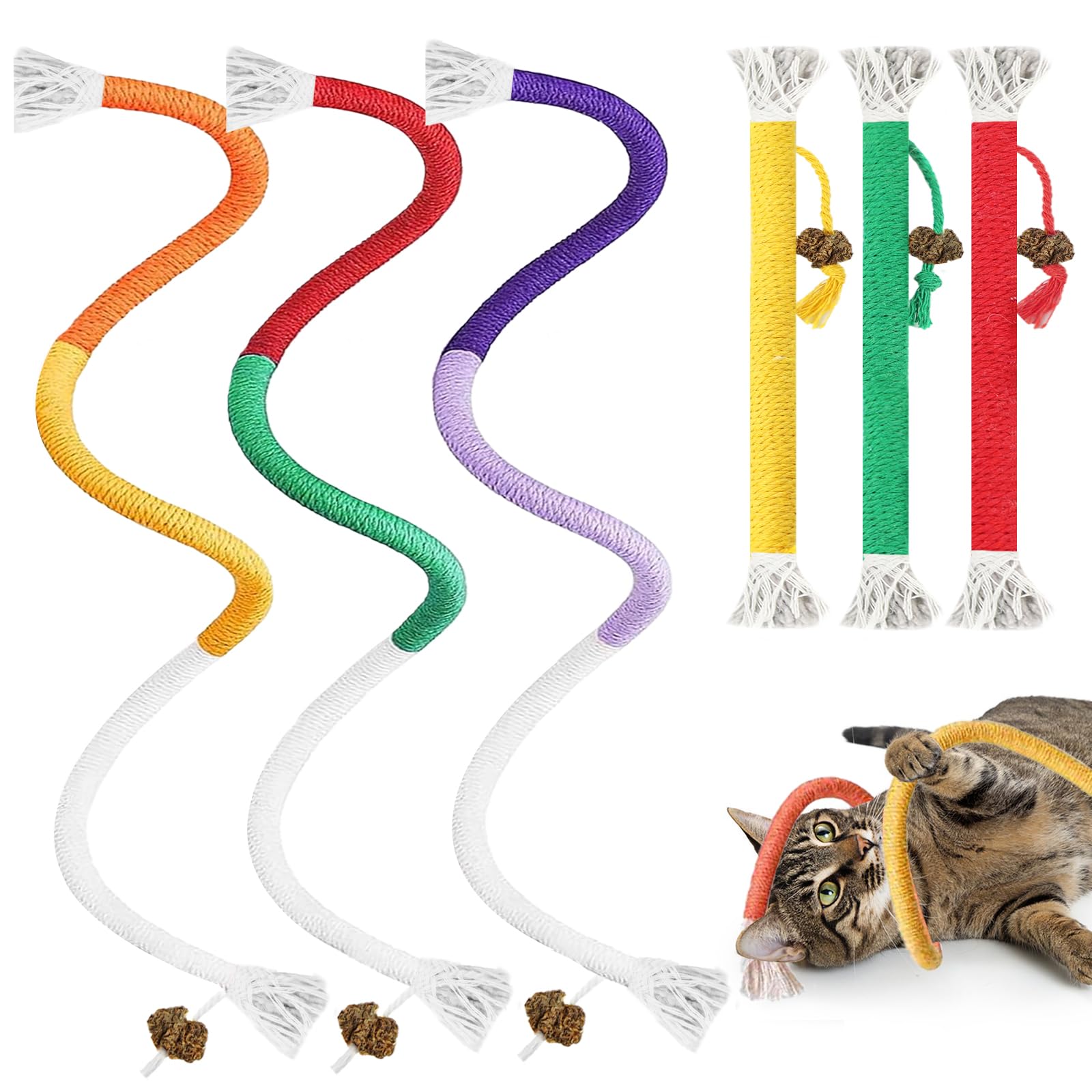 Jouet Tocirelo corde chat coton ensemble six pack, divertissement durable.