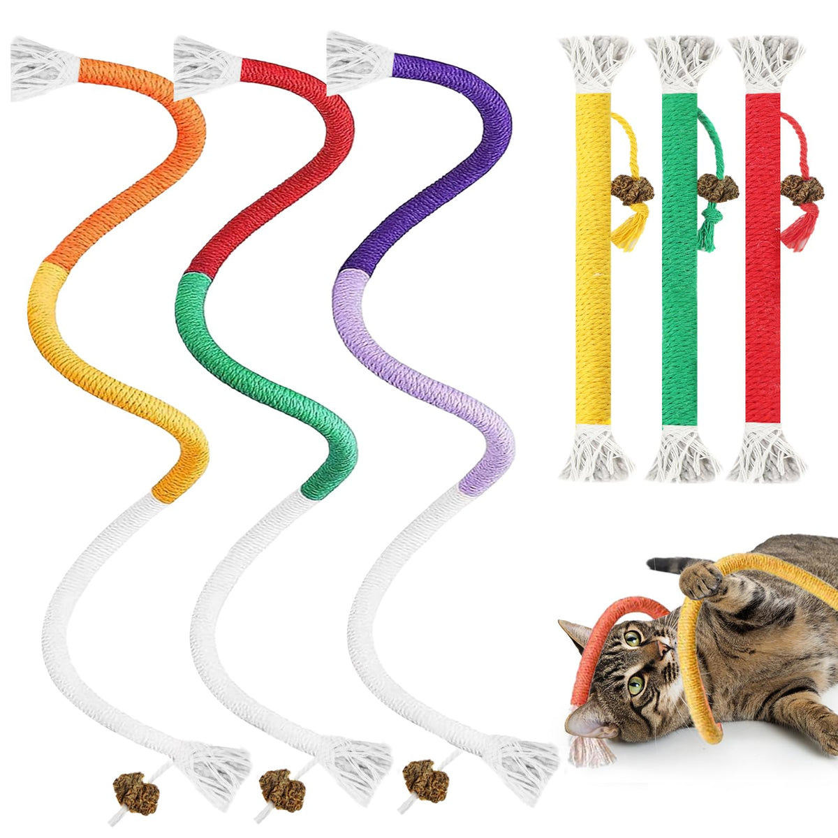Jouet Tocirelo corde chat coton ensemble six pack, divertissement durable.