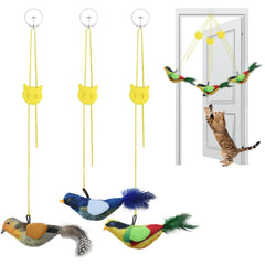 Jouet Tocirelo oiseau interactif pendu rouge, stimule l'instinct de chasse et l'exercice.