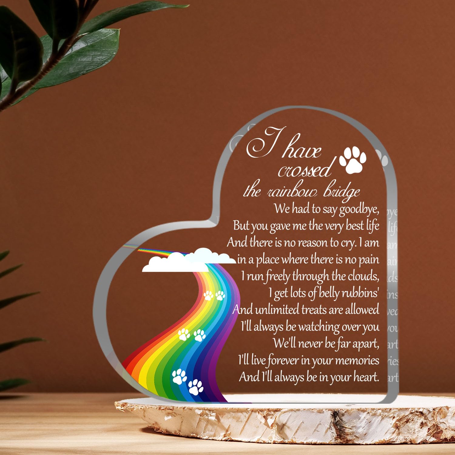 Toerifer support cœur acrylique mémoire animale, idéal sur bureau pour hommage intime.