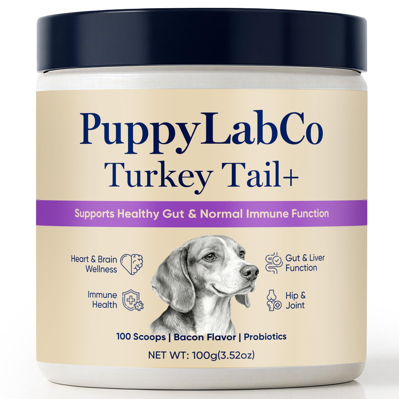TOGOLIUN Puppylabco tramète-versicolore chien, bouteille: soutien potentiel du microbiome