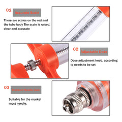 TOHONGADON Seringue-dose 20 ml, embout courbe, accès facilité à la gorge.