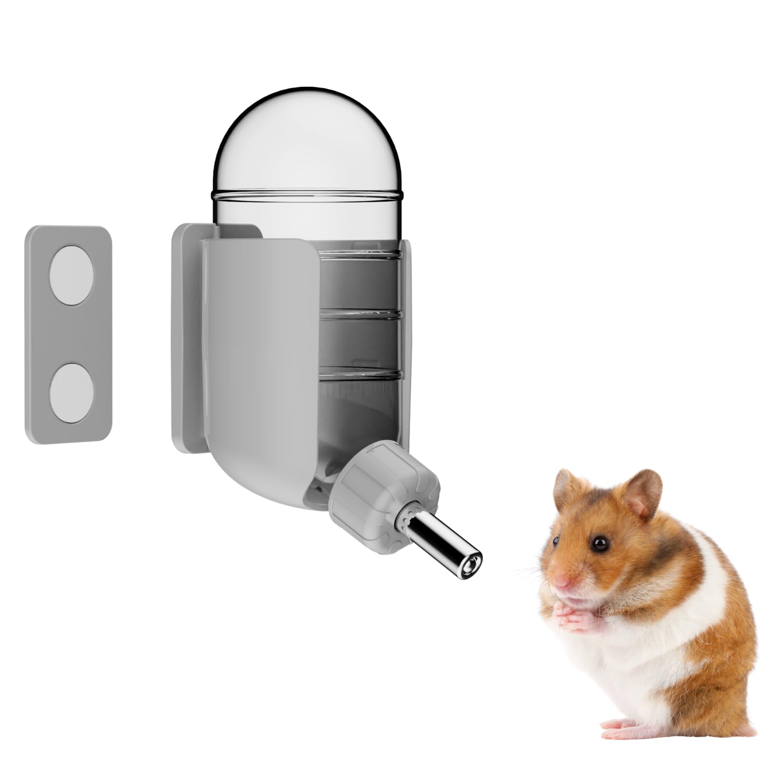 TOKAYIFE Bouteille eau hamster avec support magnétique, fixation sûre et réglage facile.