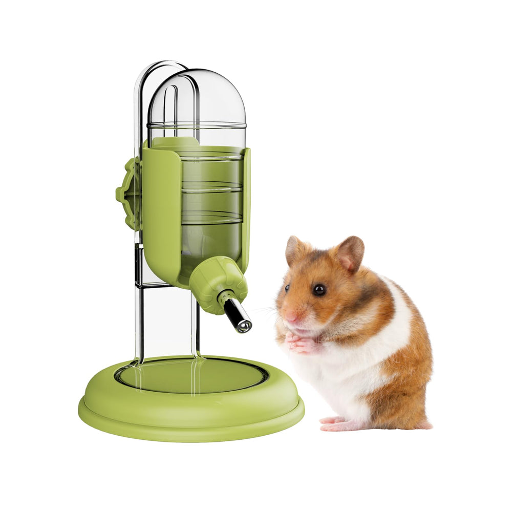 TOKAYIFE bouteille d'eau pour hamster avec socle verte, hydratation stable près du fond.