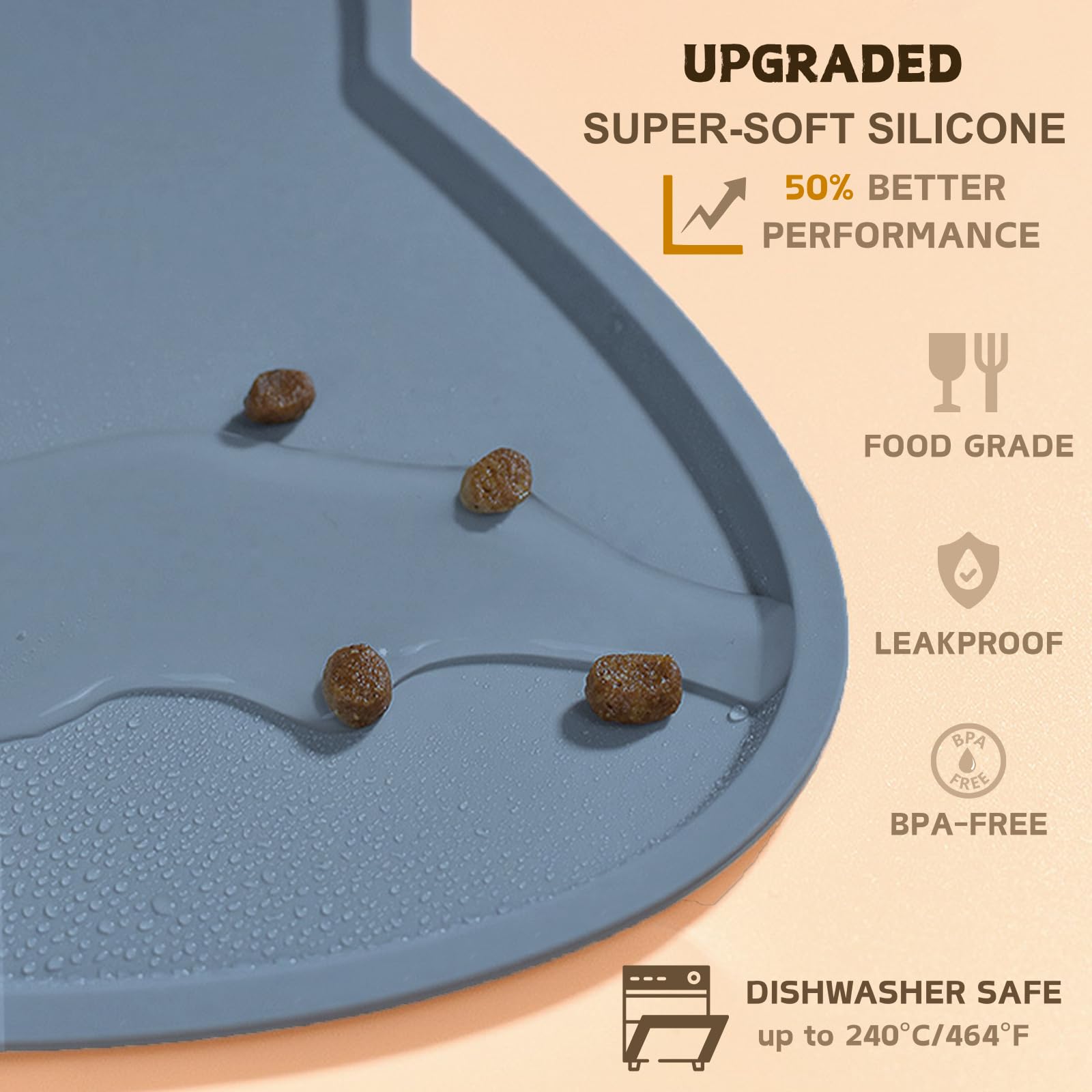 TOKAYIFE tapis-nourrissage-silicone-bordures-relevées, retiennent nourriture et liquides.