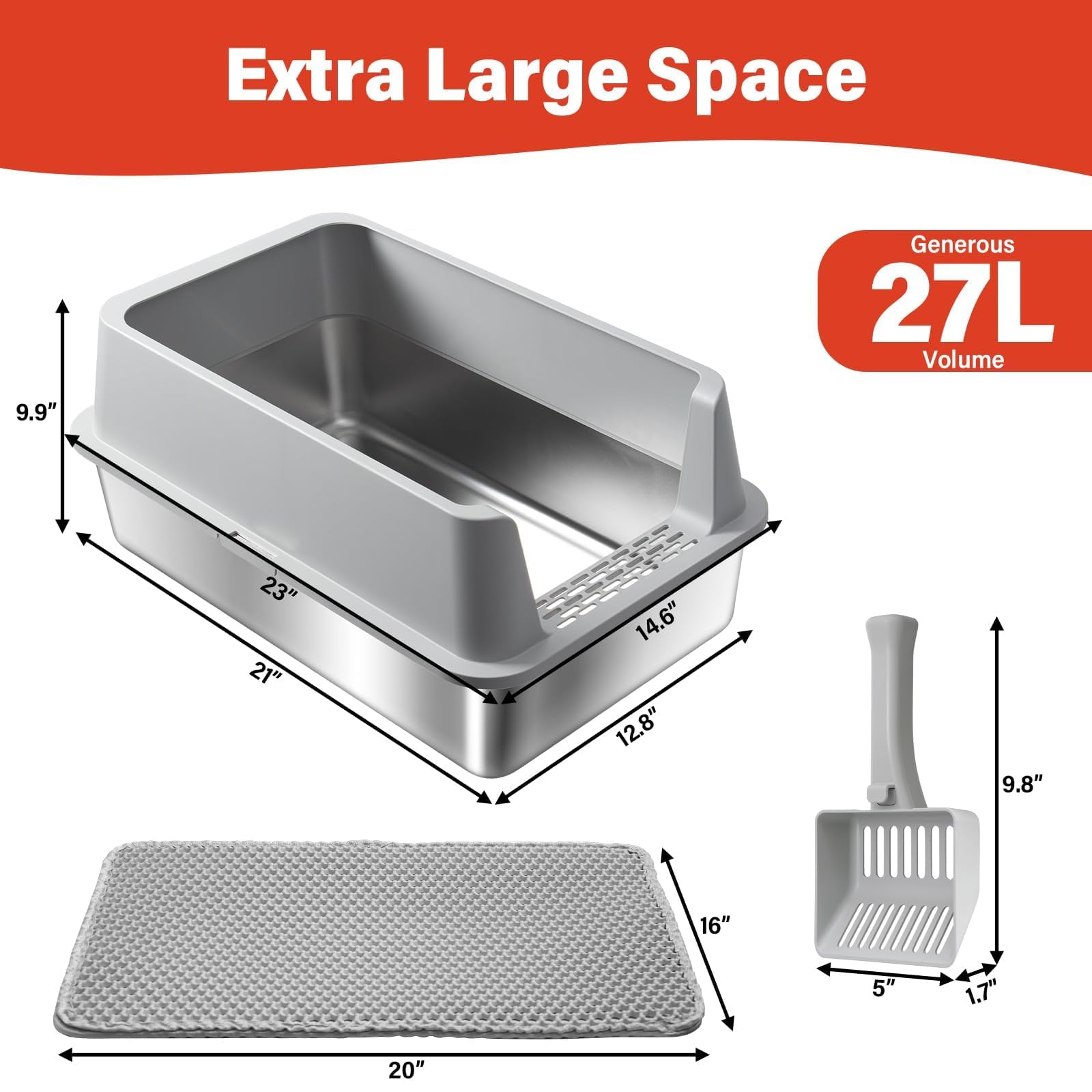 TOKXTIK litière acier inoxydable anti-odeurs, solution durable pour chats.