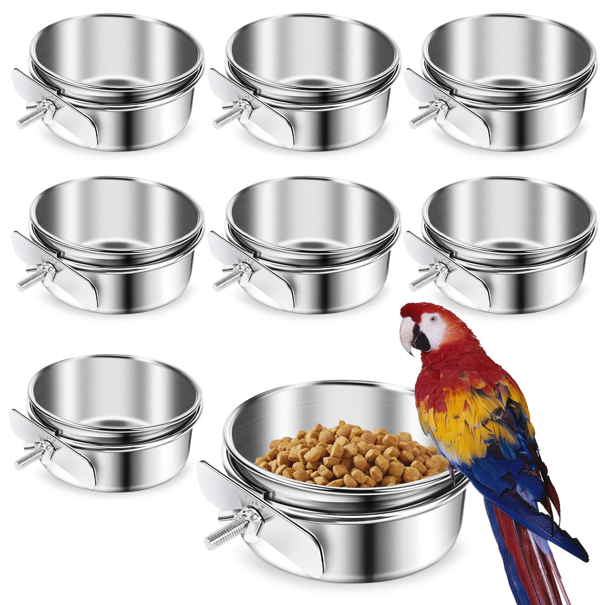 ToLanbbt ensemble-bols-inox-oiseaux : ensemble pratique pour nourrir plusieurs oiseaux.