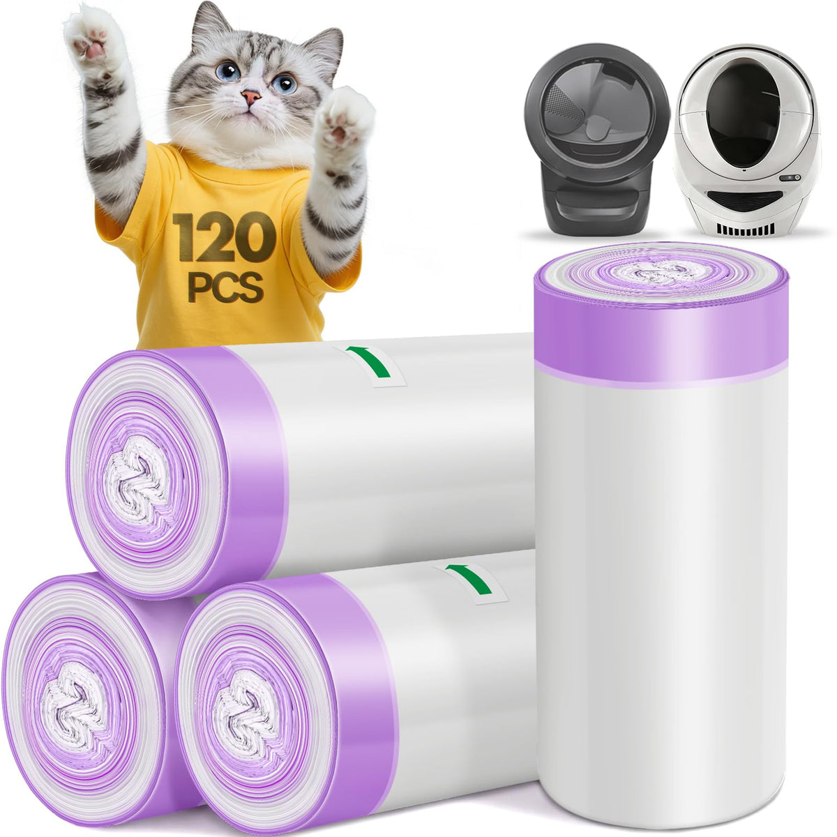 Tolnetr sacs litière compatibles robot-litière 4 et 3, ajustement sans effort.