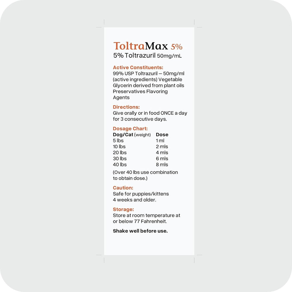 ToltraMax Toltrazuril avec foin d'alfalfa, contexte non alimentaire.