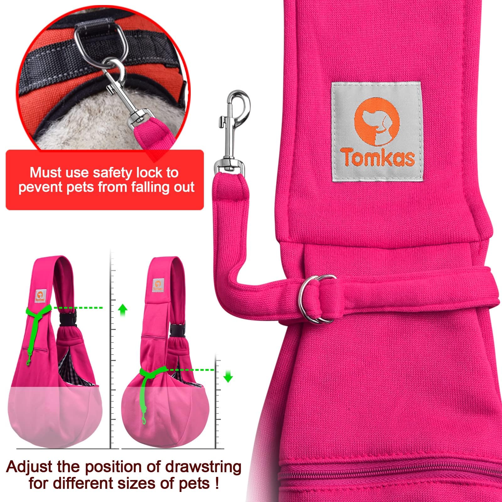 TOMKAS boucle de sécurité, maintien fiable pendant les promenades.