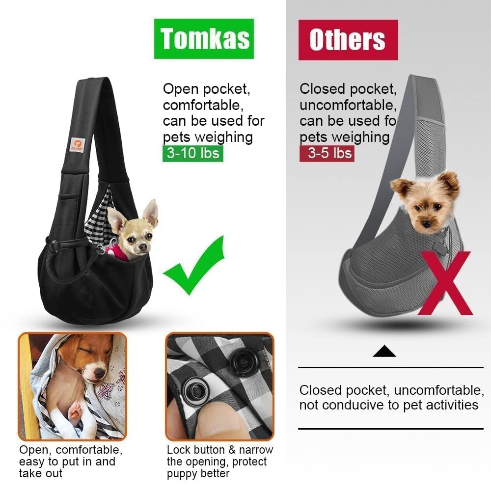 Porte-chien TOMKAS noir adapte a 3-10 livres pour petits chiens.