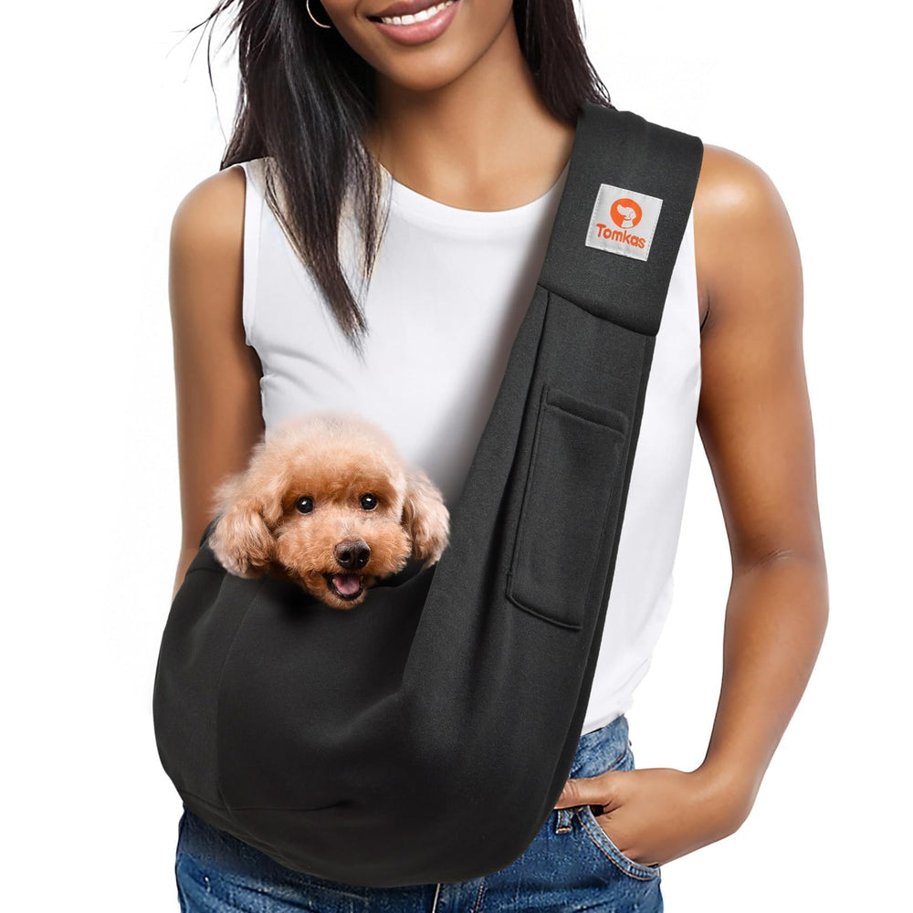 Porte-chien TOMKAS noir avec poche classique, pratique pour ranger clés et friandises.