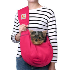 TOMKAS sling pour petit chien rose rouge, transport confortable lors des balades.