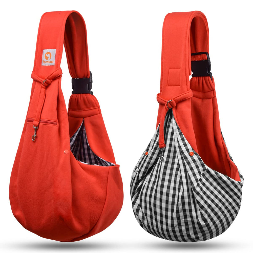TOMKAS sling chien rouge, usage quotidien pratique pour les promenades.