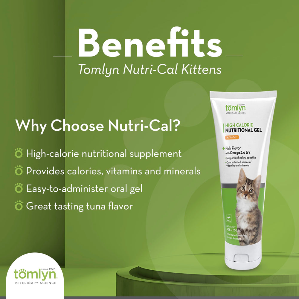 Tomlyn Nutri-Cal Gel Chat Croissance: soutient les nutriments essentiels pour la croissance.